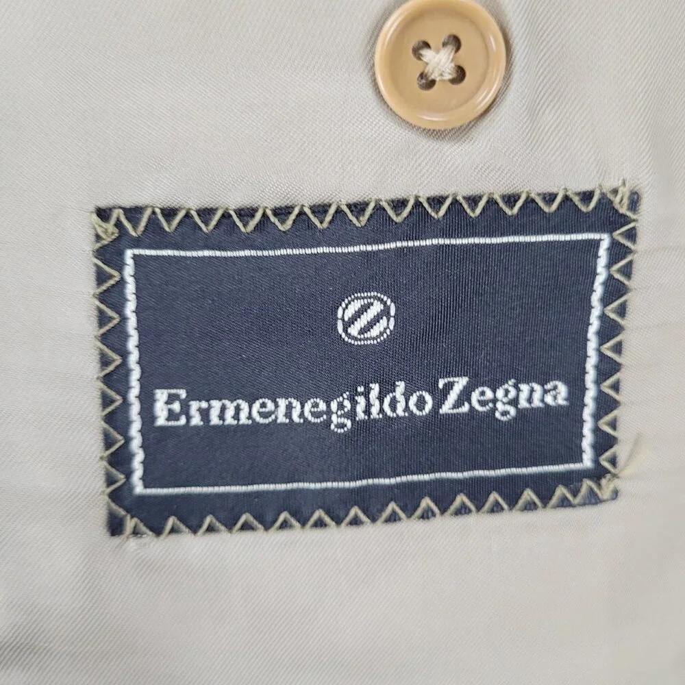 Ermenegildo Zegna Beige Silk Wool 3 Button Blazer Sport Coat Size 50 US 40